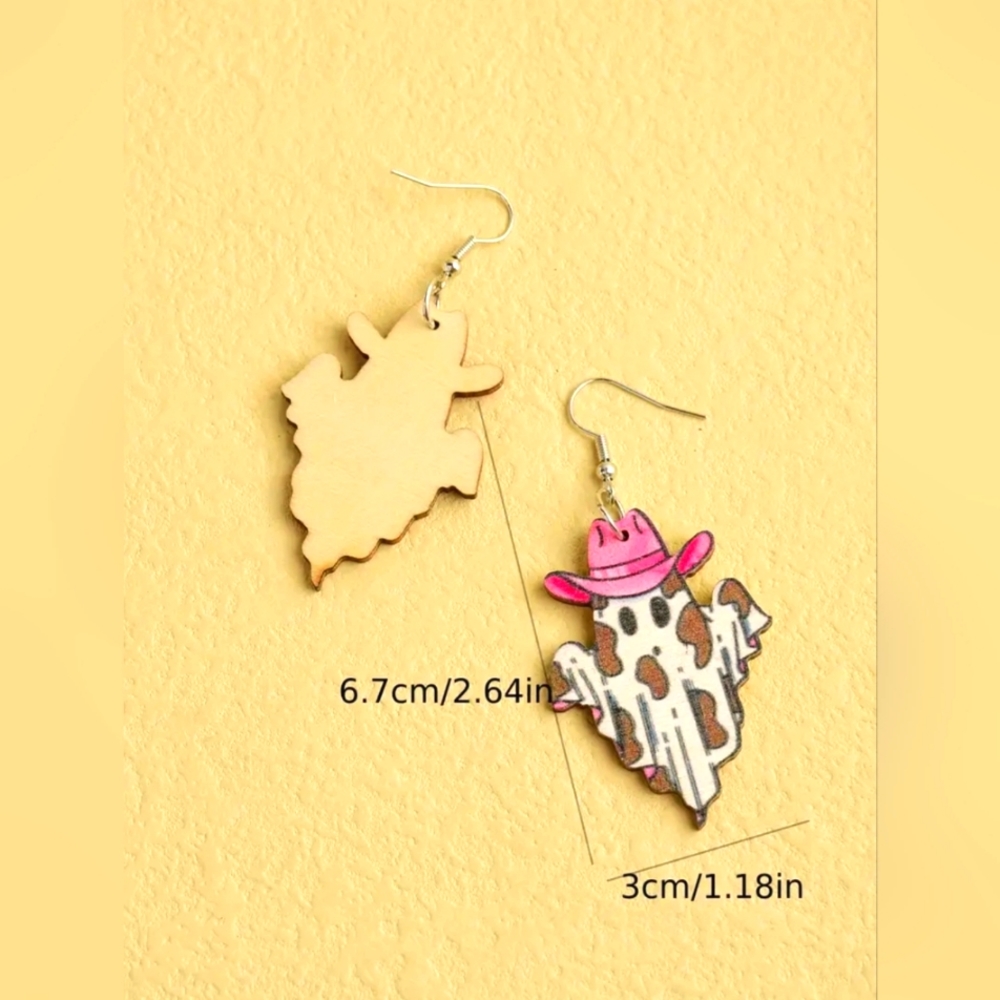 Cowgirl Ghost Earrings - Picture 3 of 3